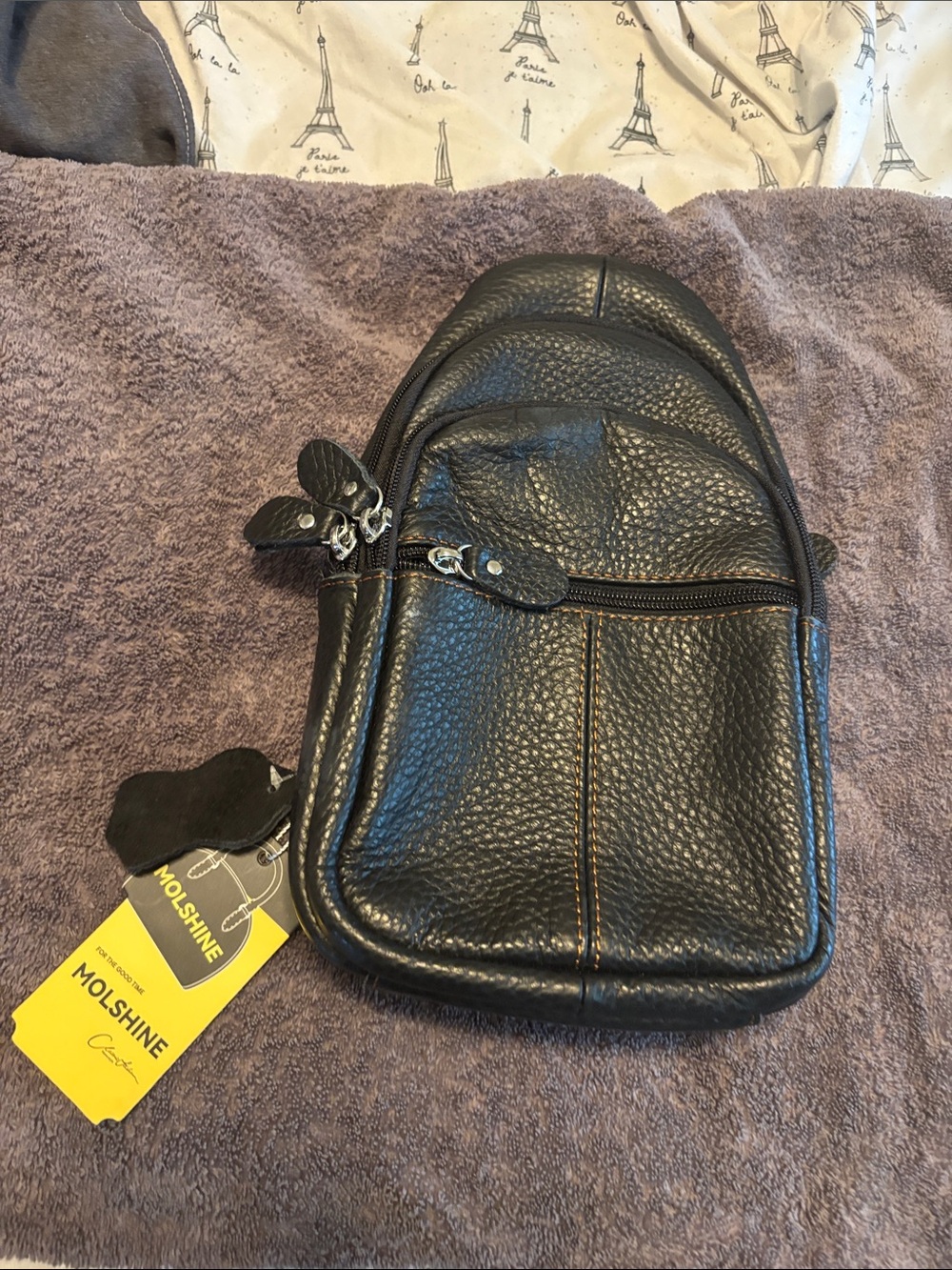 Black Pebbled Leather Women's Satchel Crossbody